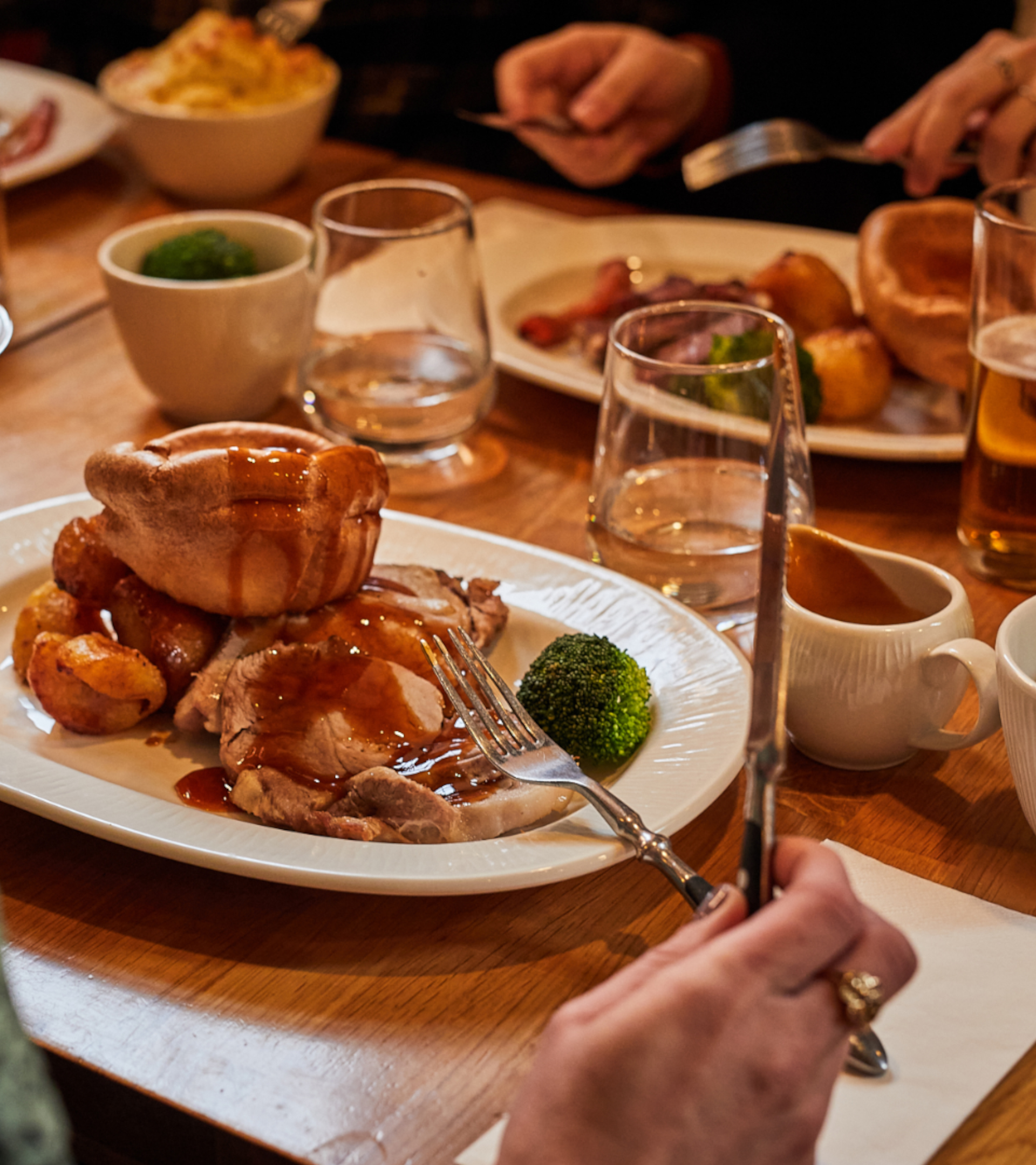 Main meal with Yorkshire pudding and sauce in Middletons.